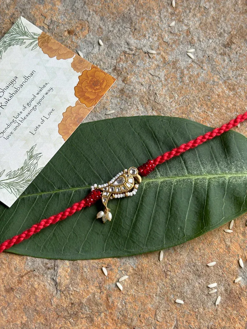 Panchhi Crimson Red Kundan Rakhi