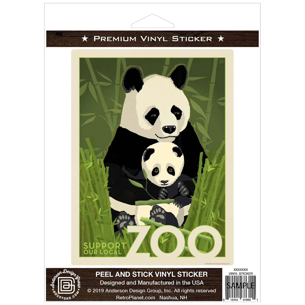 Panda Bears Support Our Local Zoo Vinyl Sticker Vinyl Sticker