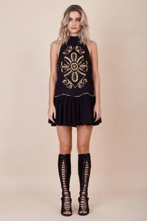 Pandora Embroidered Dress Black