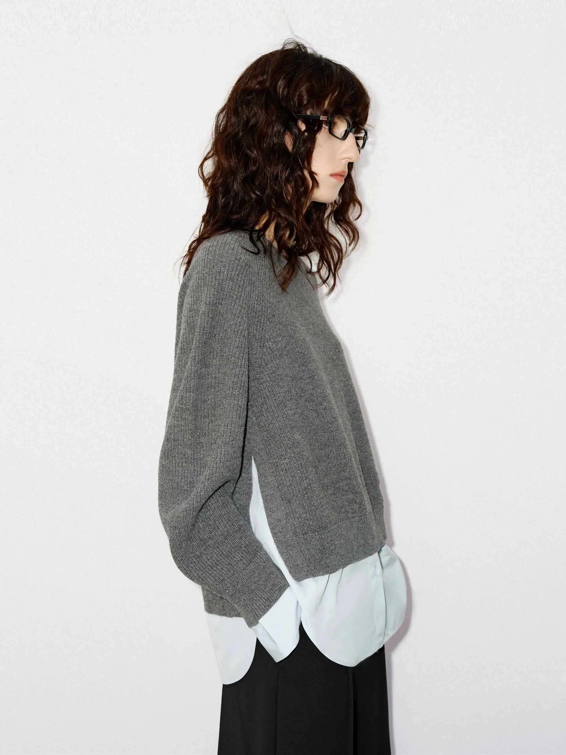 Paneled Detail Knit Sweater