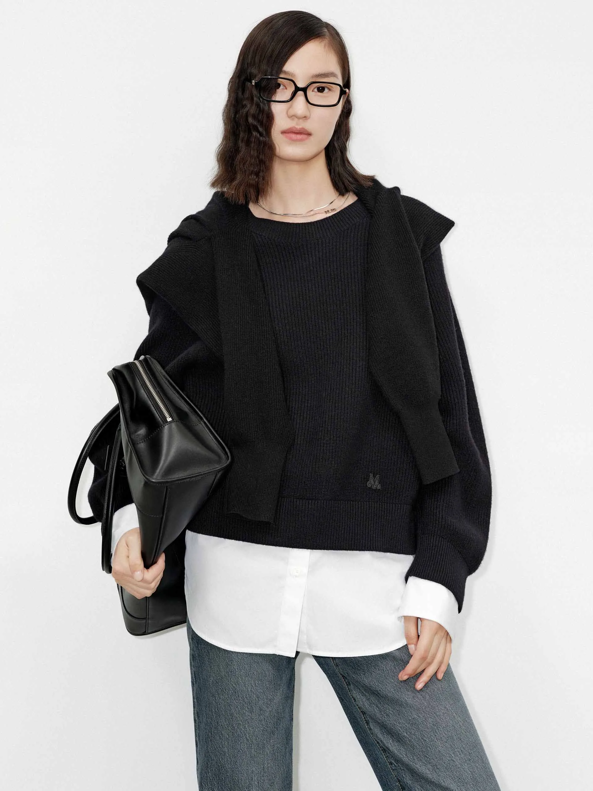 Paneled Detail Knit Sweater