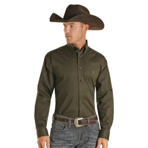 Panhandle Men's Olive Green Long Sleeve Button Up Shirt