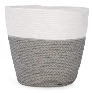 Panier tressé avec coton blanc à l'intérieur 11 po x 10 po gris et blanc