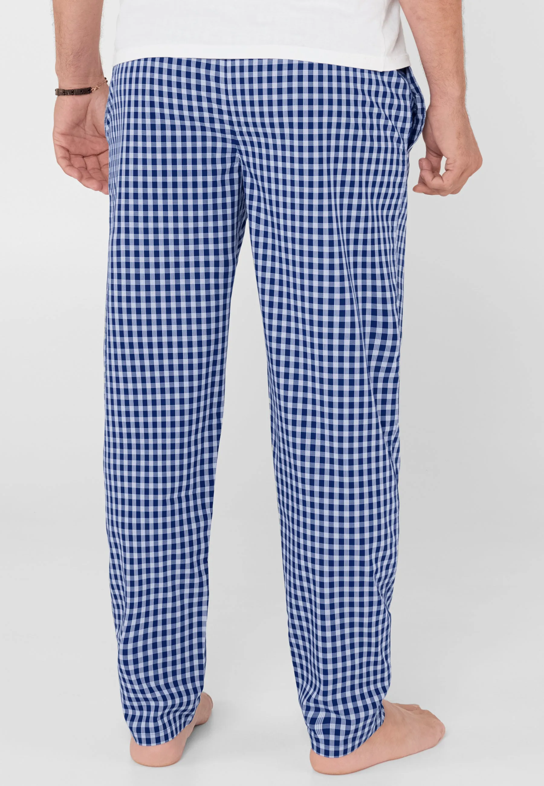 Pantalón Pijama Hombre Largo Popelín Cuadros - Azul 8978_38