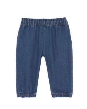 Pantalon Biscotte Bleu Bébé En Denim Brut