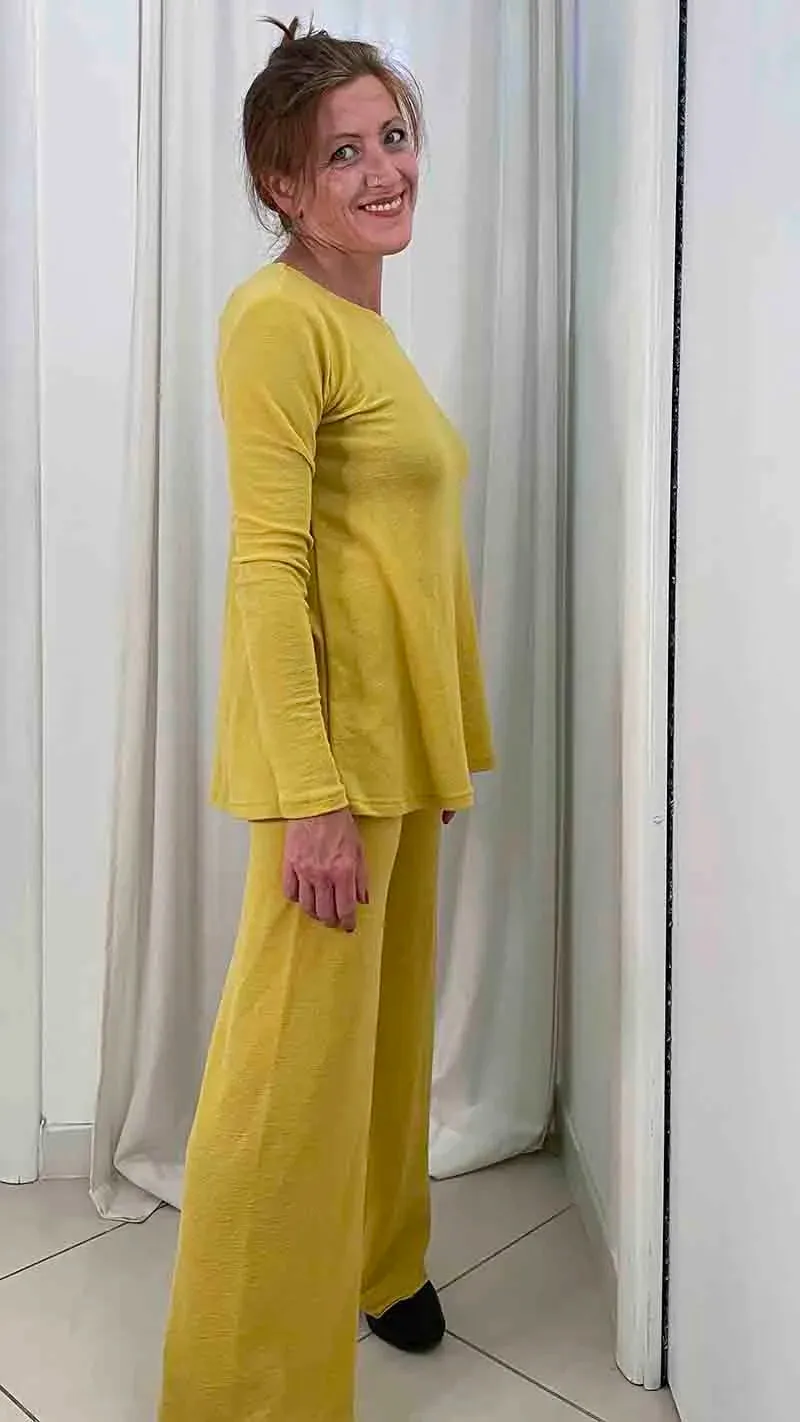 Pantalone Donna in lana merino Giallo