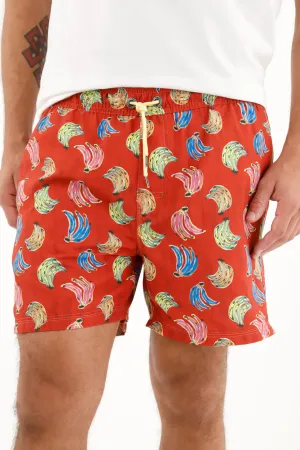 Pantaloneta de baño con estampado de bananas para hombre