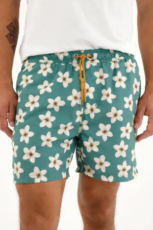 Pantaloneta de baño con estampado de flores para hombre