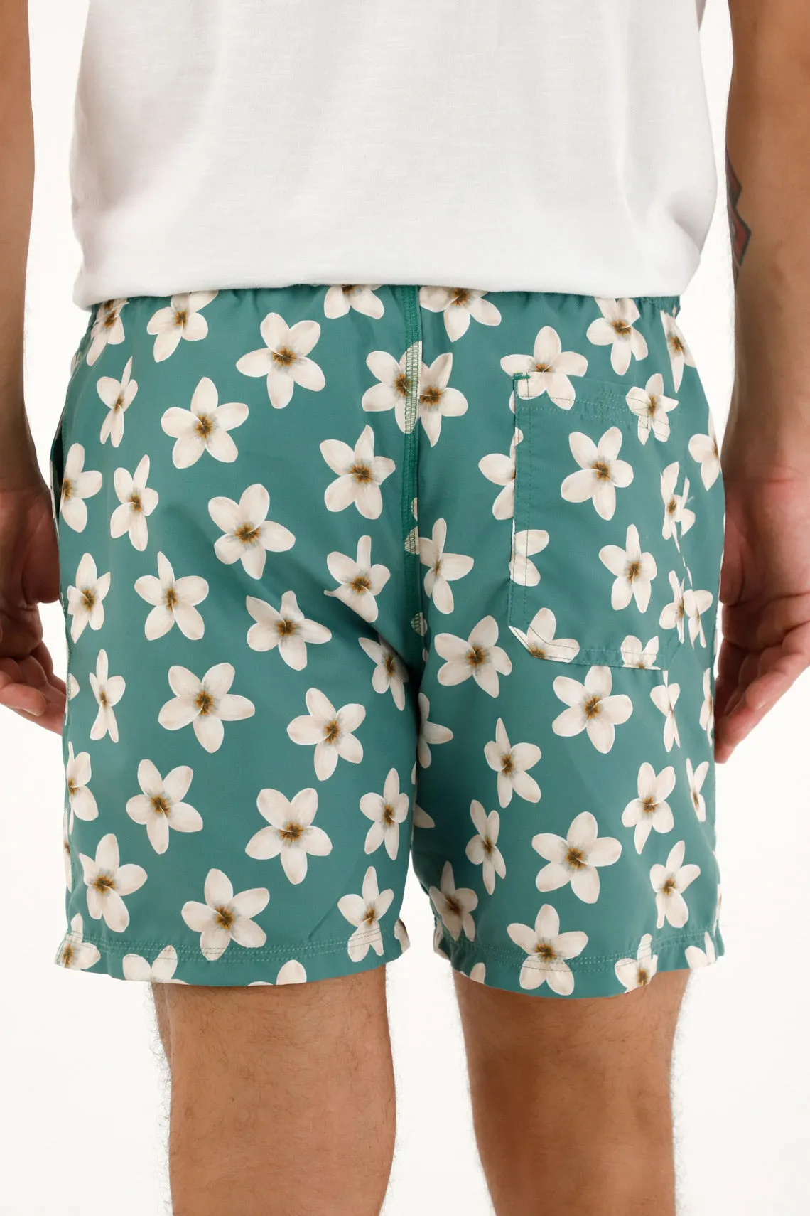 Pantaloneta de baño con estampado de flores para hombre