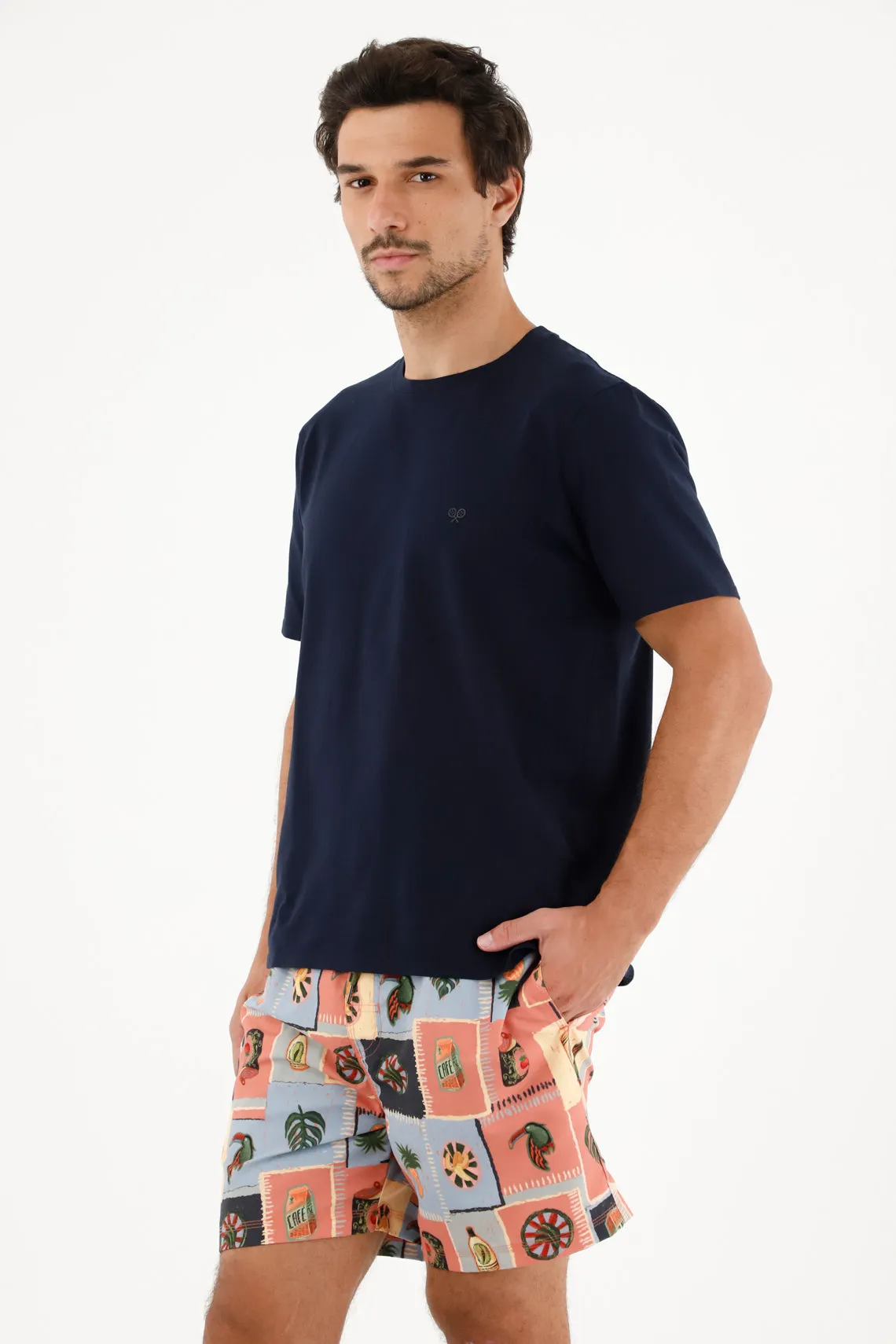 Pantaloneta de baño con estampado tropical para hombre