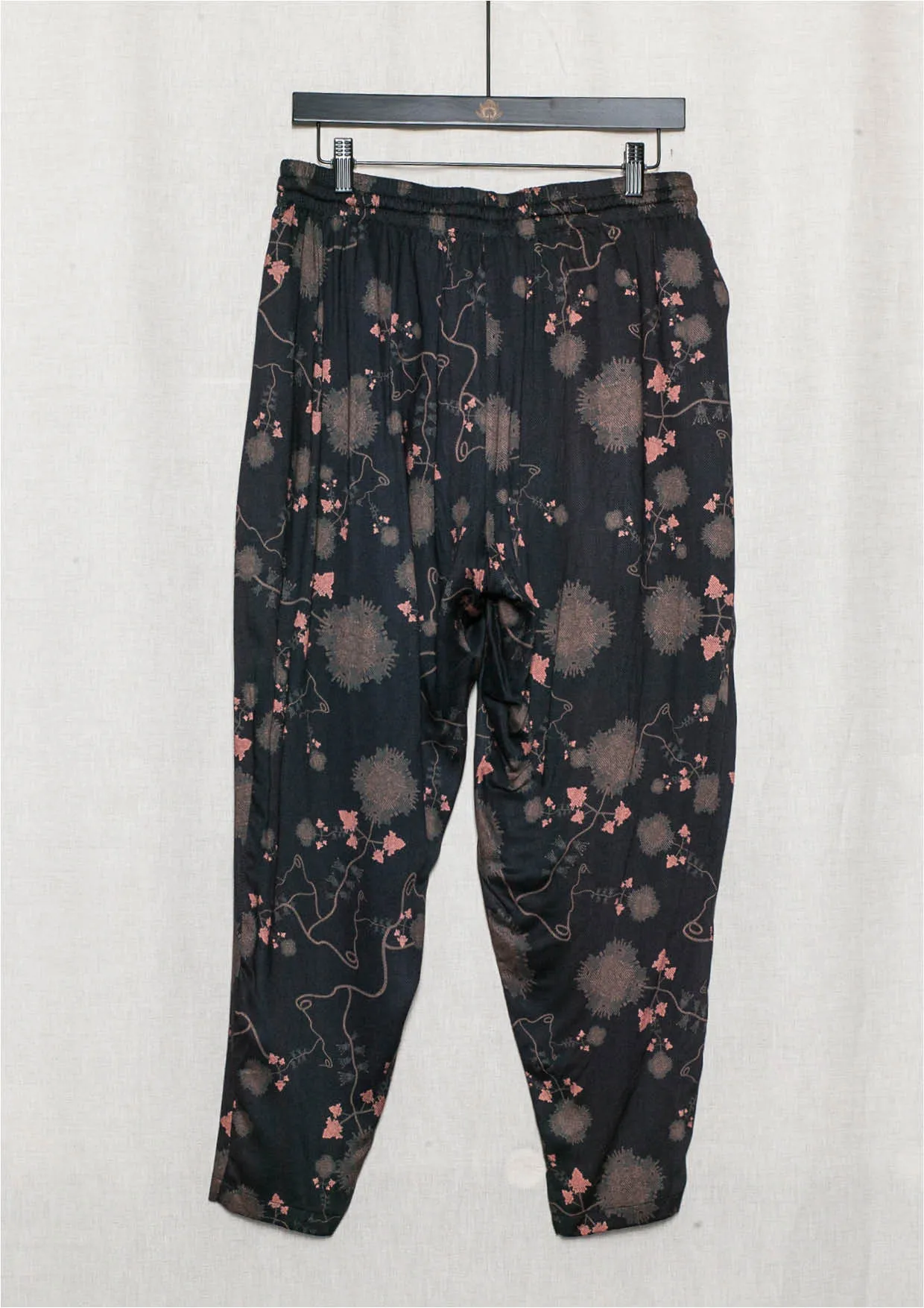 PANTS LOOSE ELASTIC WAIST - RAYON print rust/black