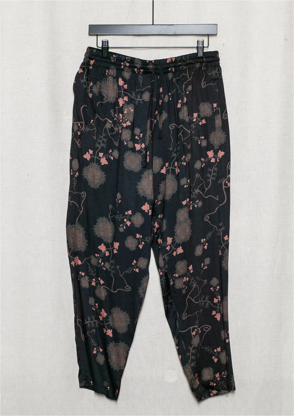 PANTS LOOSE ELASTIC WAIST - RAYON print rust/black