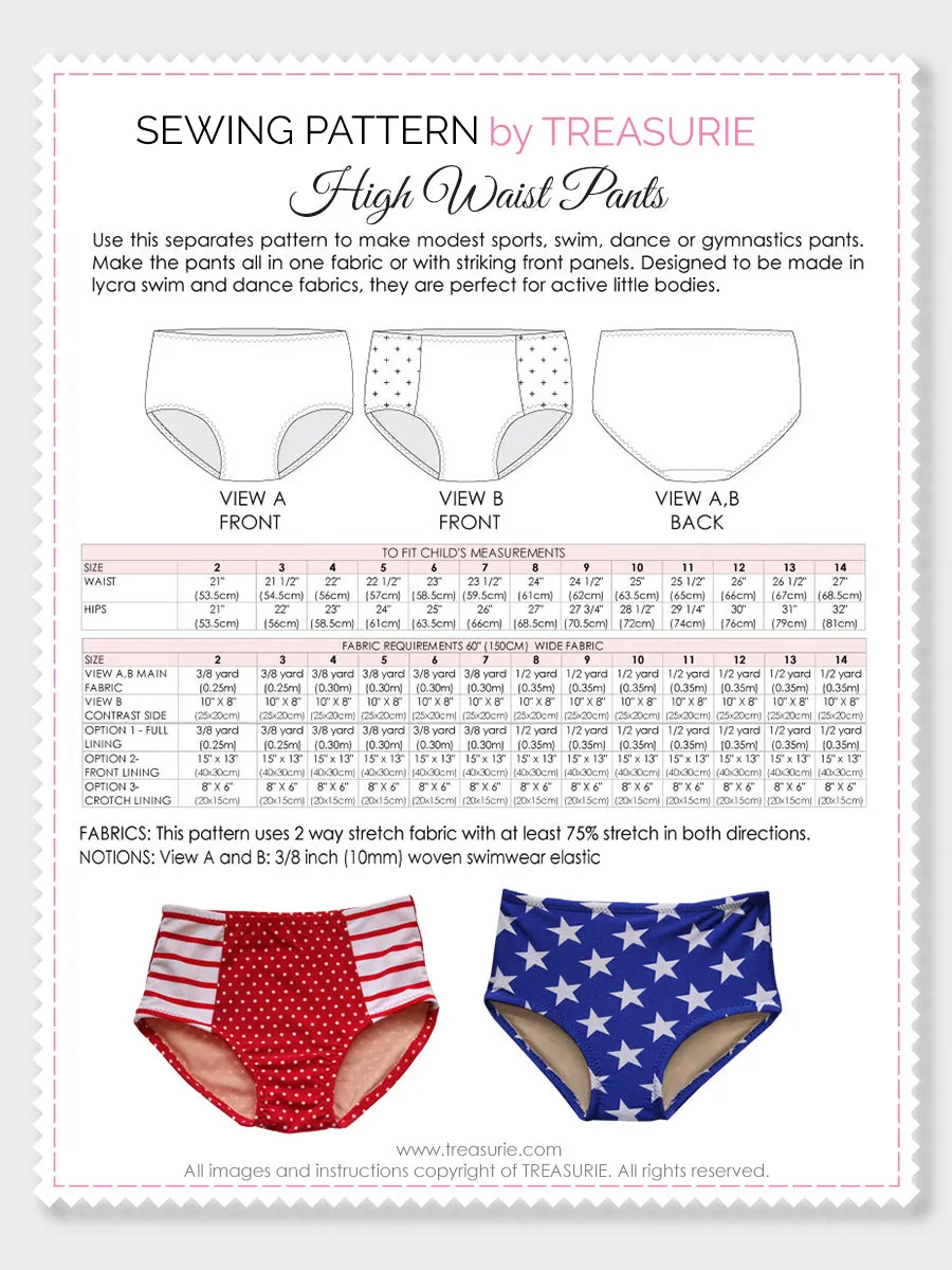 Pants Pattern - High Waist 2 styles (S504)