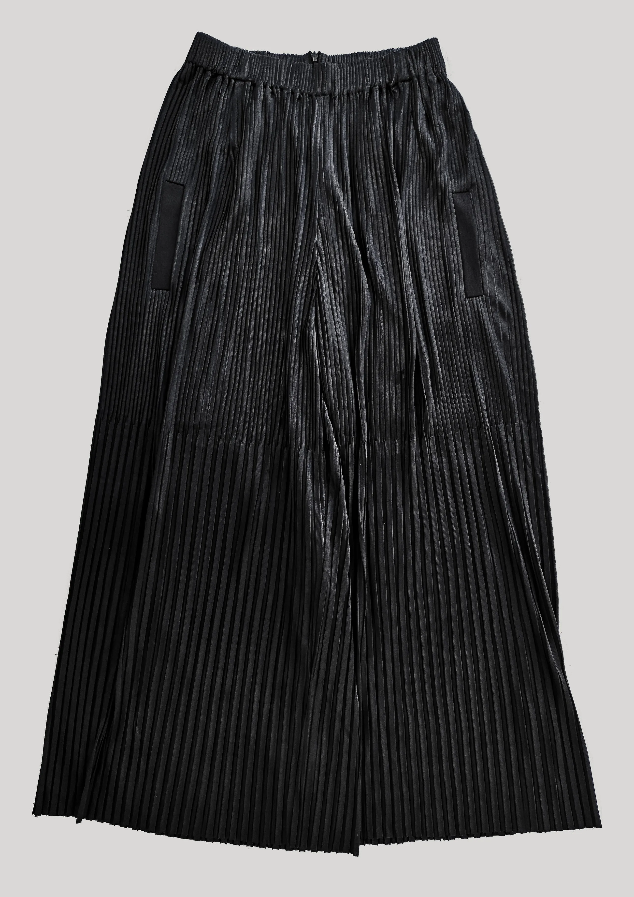 PANTS WIDE ELASTIC - black pleated