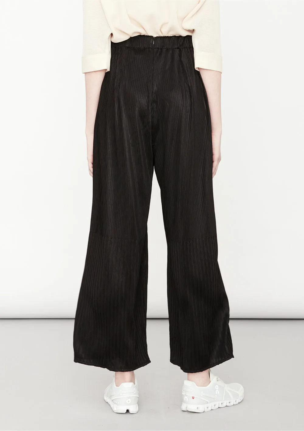 PANTS WIDE ELASTIC - black pleated