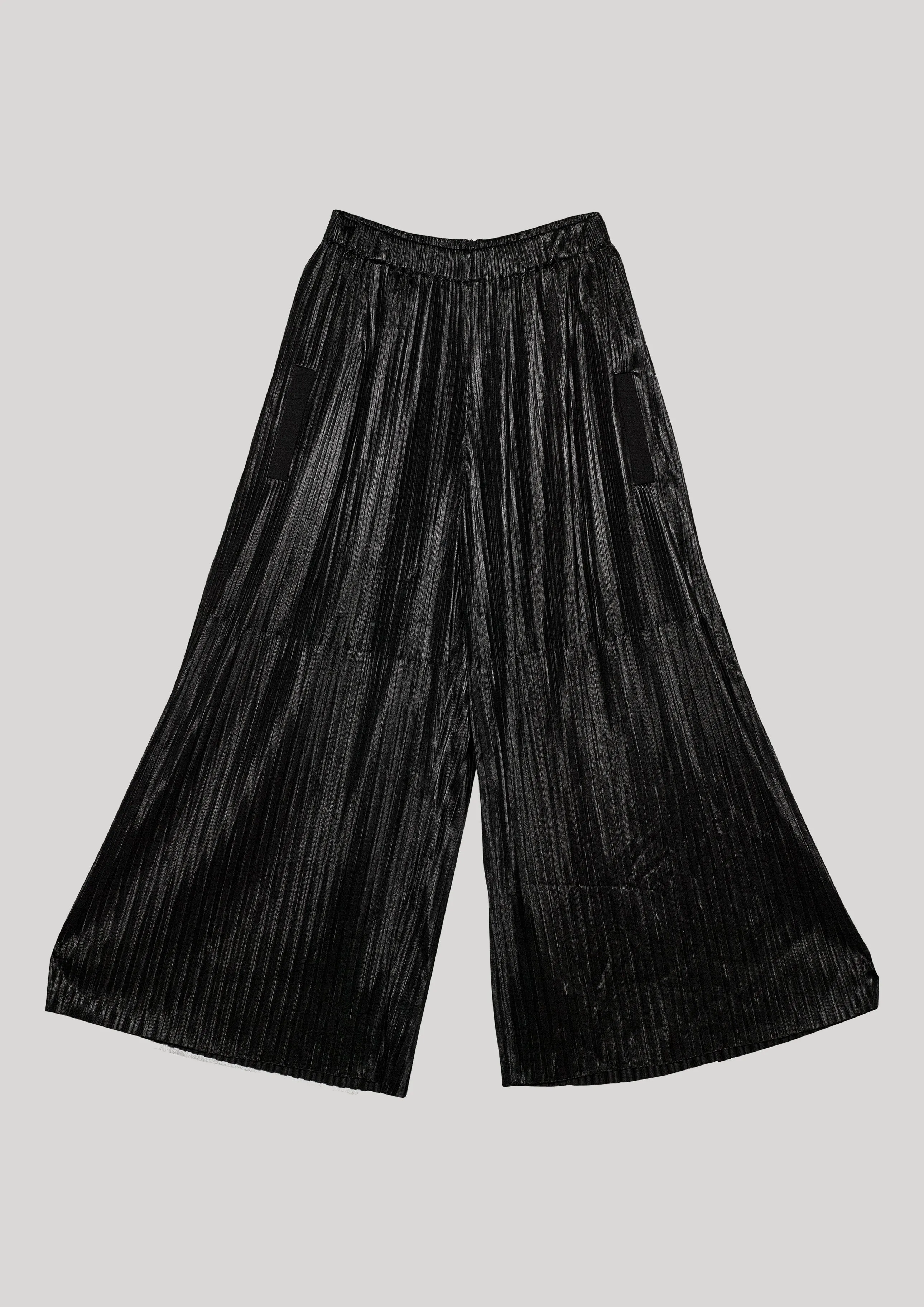 PANTS WIDE ELASTIC - black pleated