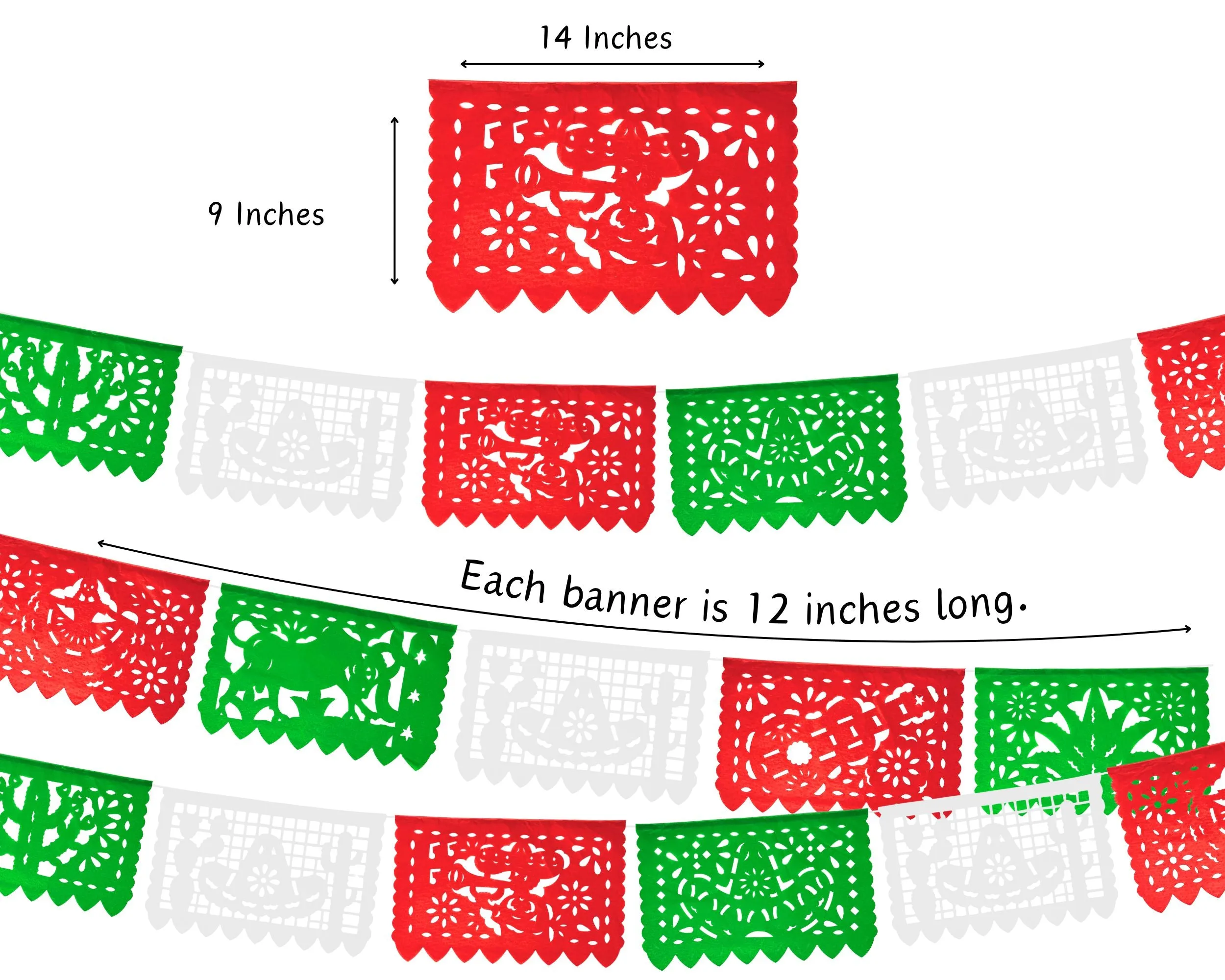 Papel Picado Mexican Independence Day Papel Picado Banner (5 Pack)