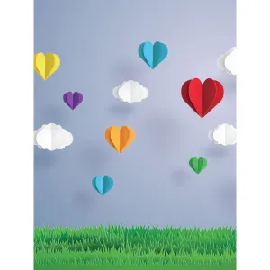 Paper Heart & Clouds Printed Backdrop