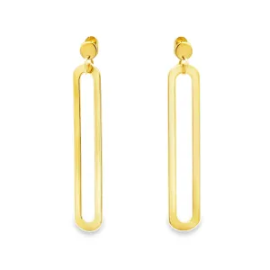 Paperclip Link Dangle Earrings, 14Kt