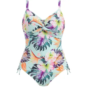 Paradiso One Piece Swimsuit Adjustable Leg Soft Mint Floral Print - Fantasie Swim