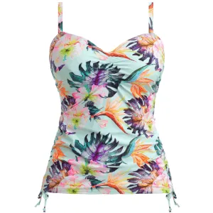 Paradiso Tankini Adjustable Side Soft Mint Floral Print - Fantasie Swim