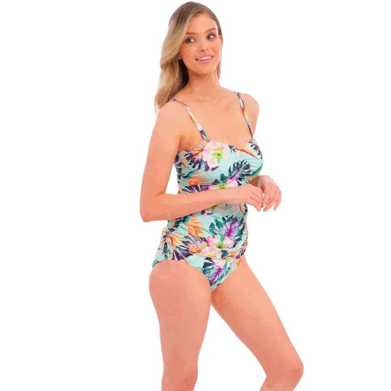 Paradiso Tankini Adjustable Side Soft Mint Floral Print - Fantasie Swim