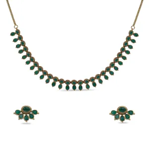 Parama Antique Green Kempu Necklace Set