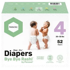 Parasol Clear Dry Natural Disposable Diapers - Size 4 - 52ct