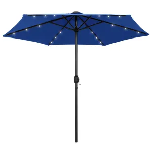 Parasol with LED Lights and Aluminium Pole 270 cm Azure Blue