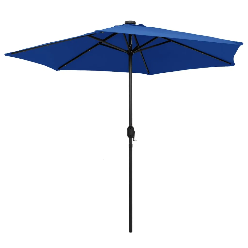 Parasol with LED Lights and Aluminium Pole 270 cm Azure Blue