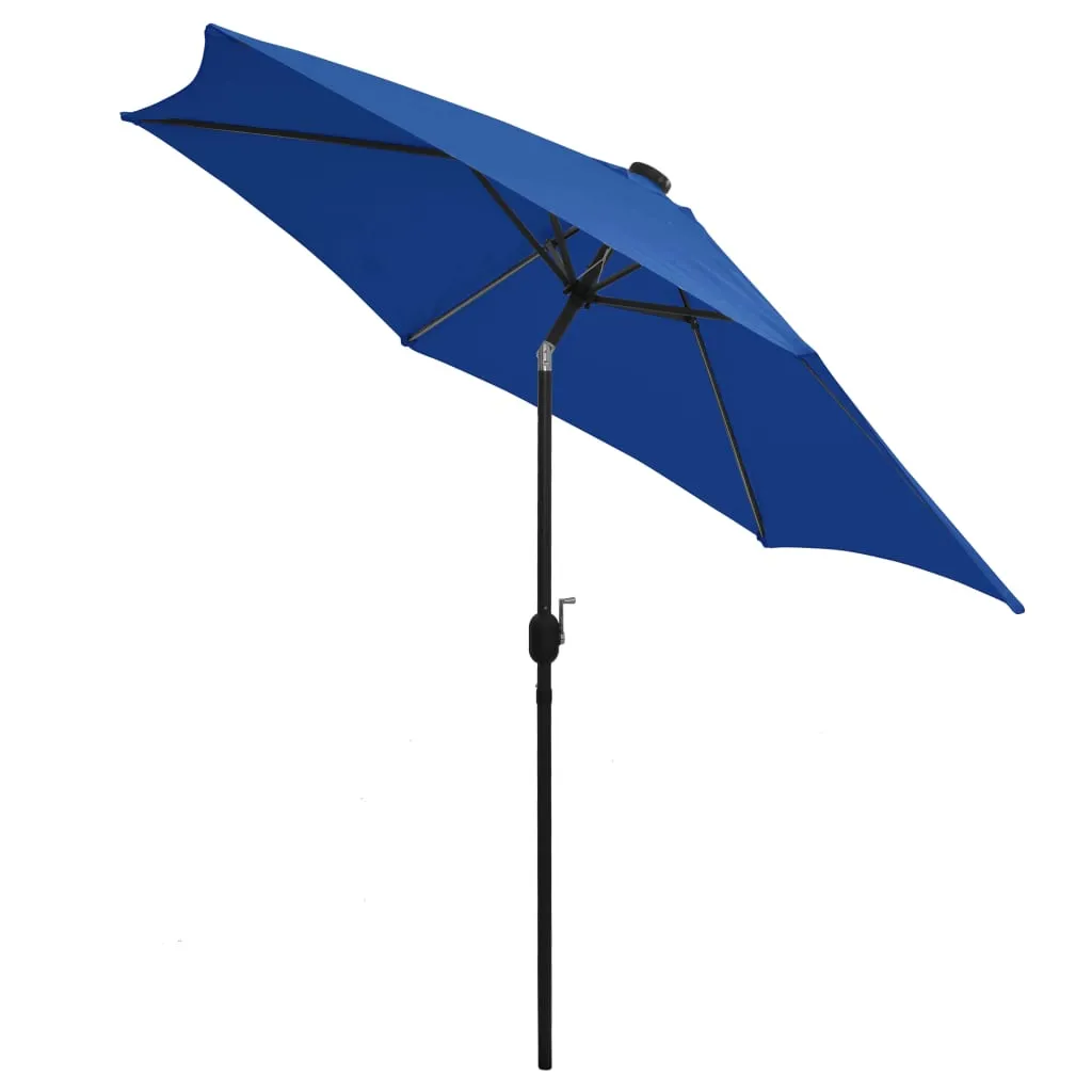 Parasol with LED Lights and Aluminium Pole 300 cm Azure Blue