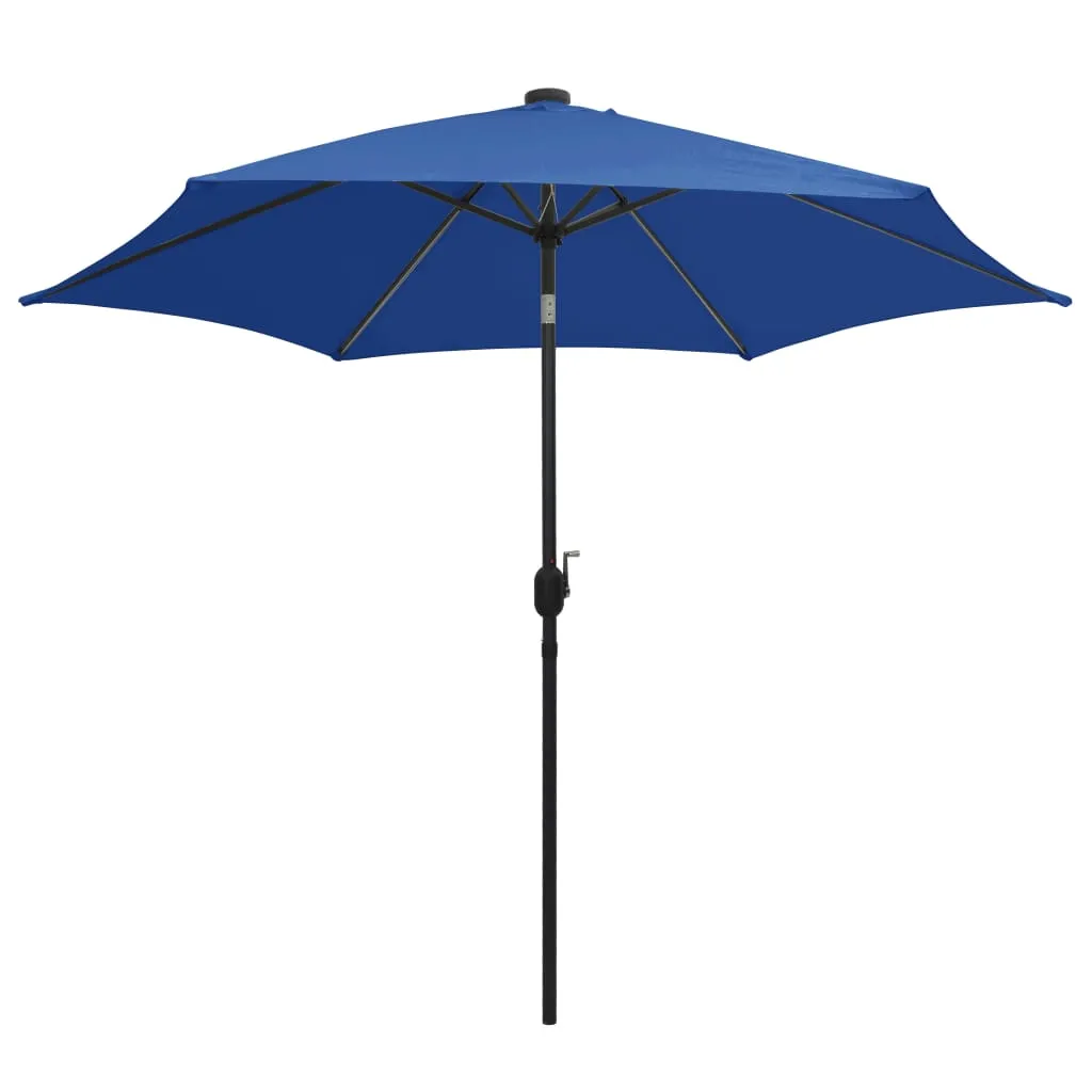 Parasol with LED Lights and Aluminium Pole 300 cm Azure Blue