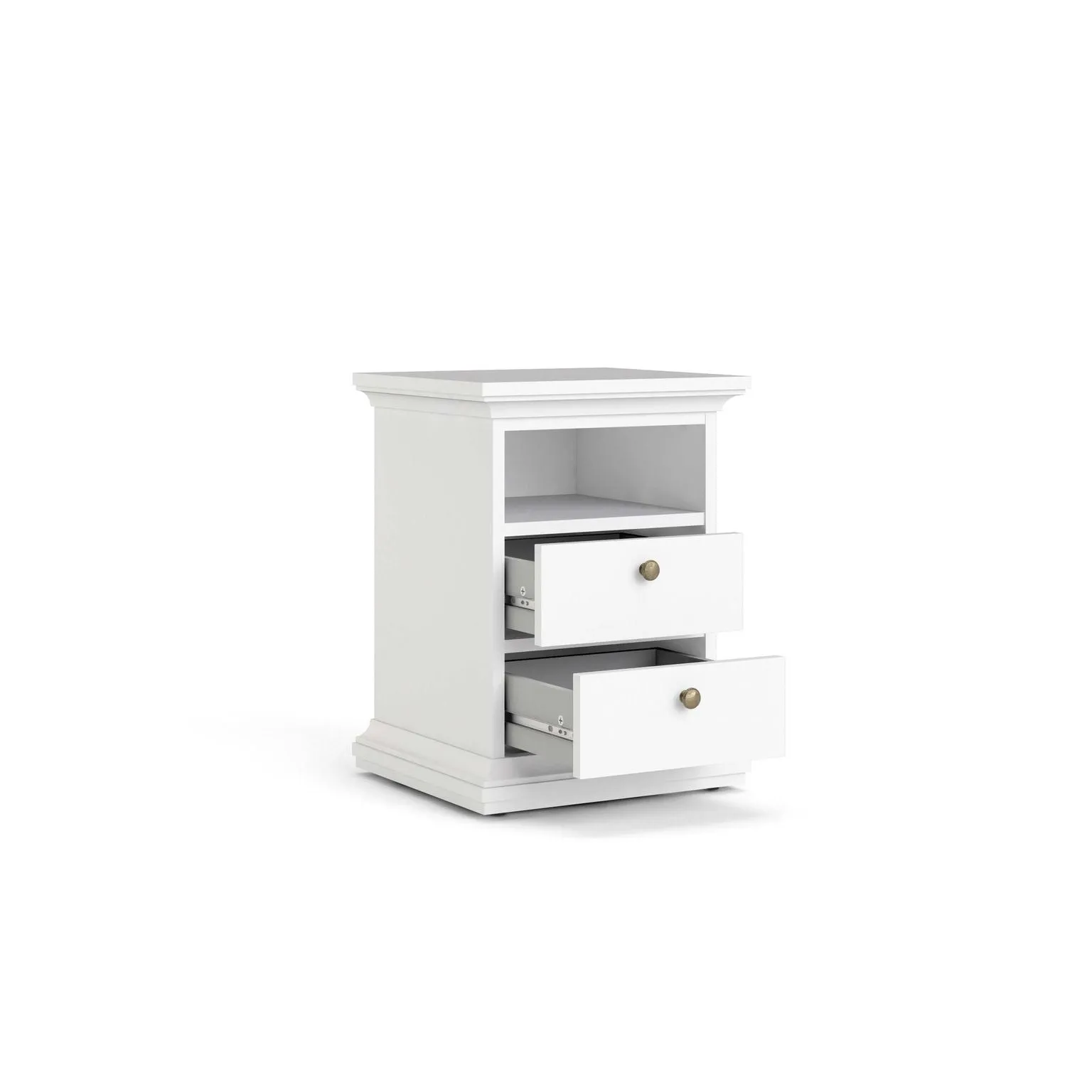 Paris 2 Drawer Bedside - White