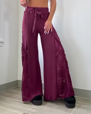 Paris Love Lace Pants - Burgundy