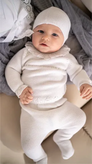 Paris Three Piece Knitted Outfit for Newborns – 100% Organic Cotton (Available in 2 Colors)