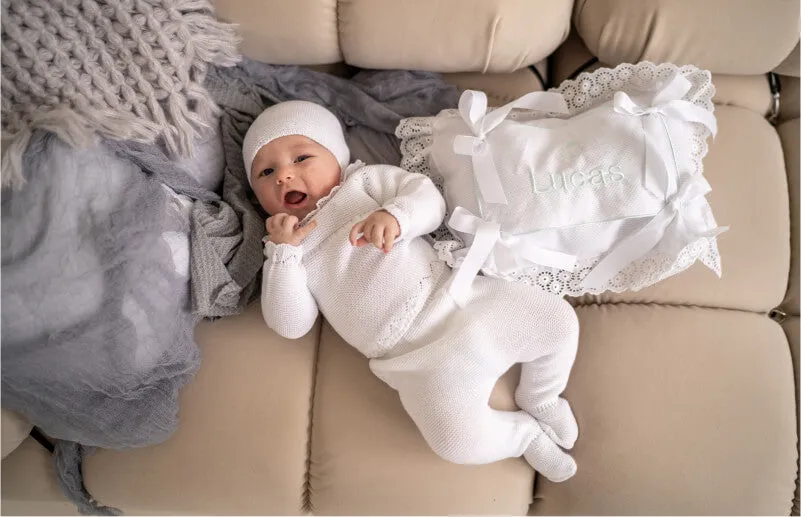 Paris Three Piece Knitted Outfit for Newborns – 100% Organic Cotton (Available in 2 Colors)