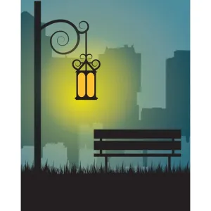 Park Bench at Night Printed Backdrop