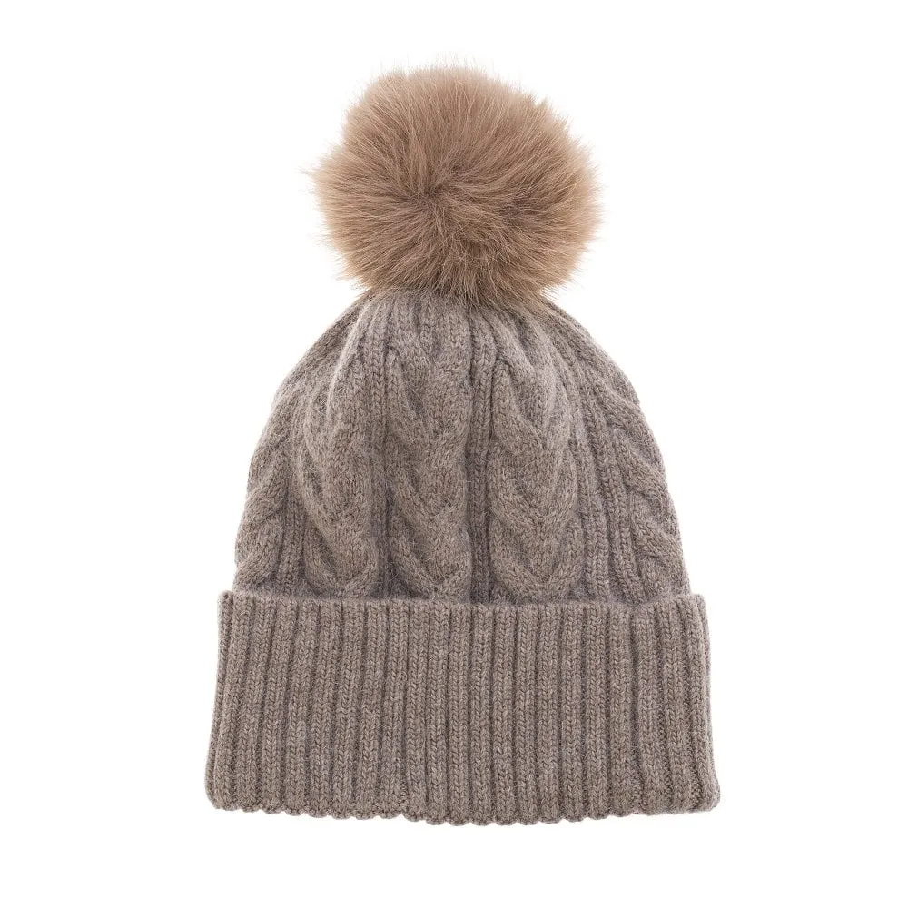 Park Lane Pompom Hat Cappuccino