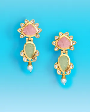 Parker Earrings in Mint Green and Pink