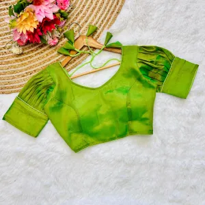 Parrot Green Jari Weaving Blouse in Jari Kobra Fabric