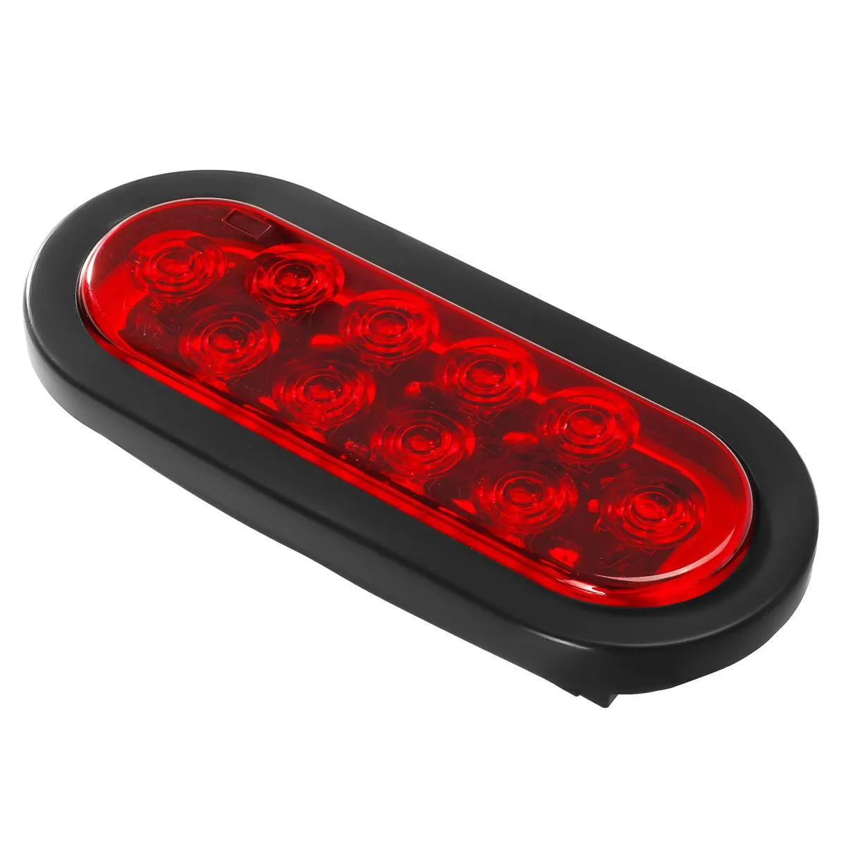 Partsam (4) Trailer Truck LED Sealed RED 6inch Oval Stop/Turn/Tail Lights Flush Mount Waterproof Including 3-pin water tight plug with wires and Grommets Sealed