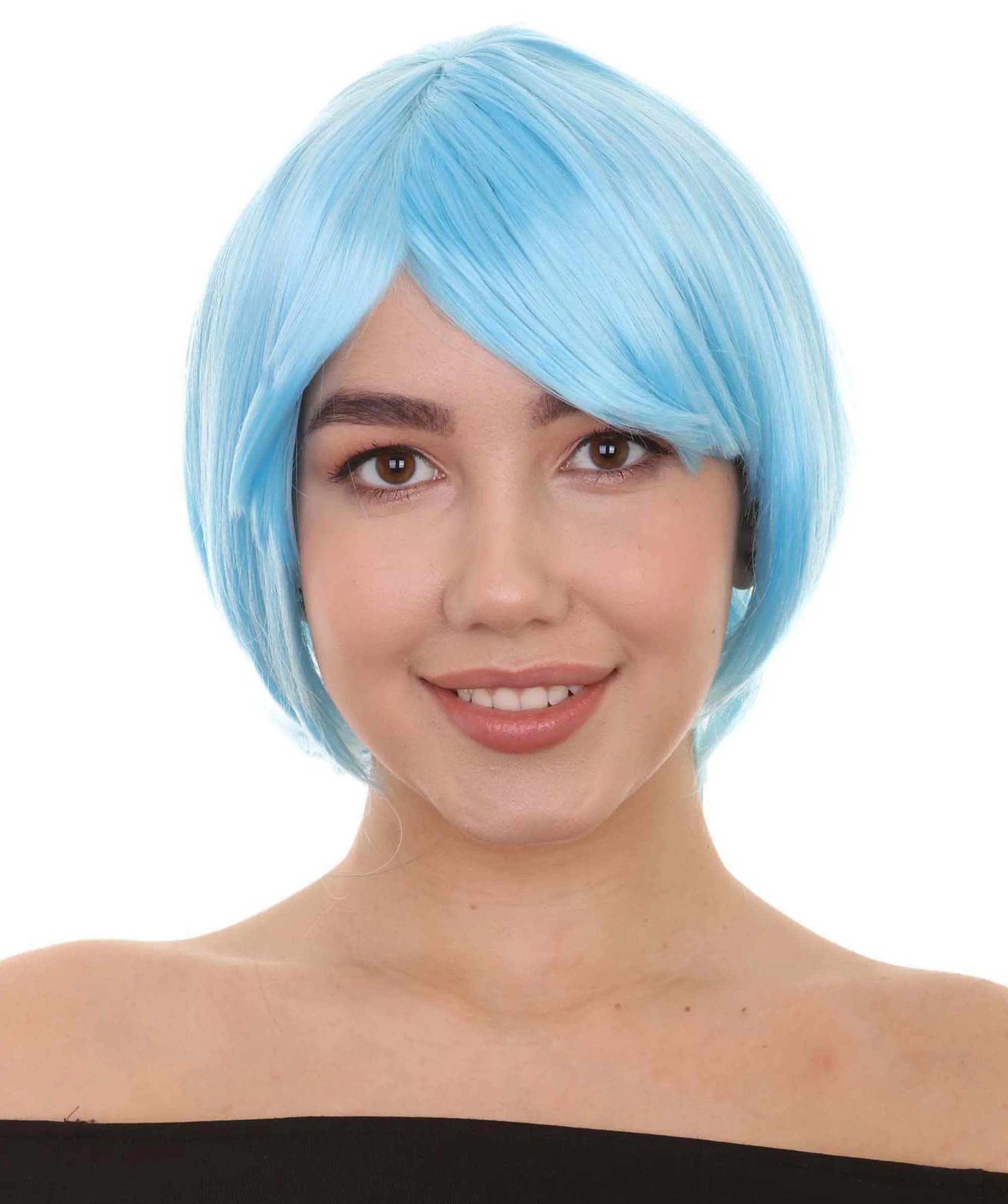 Party Short Blue Womens Wig | Party Ready Fancy Cosplay Halloween Wig | Premium Breathable Capless Cap