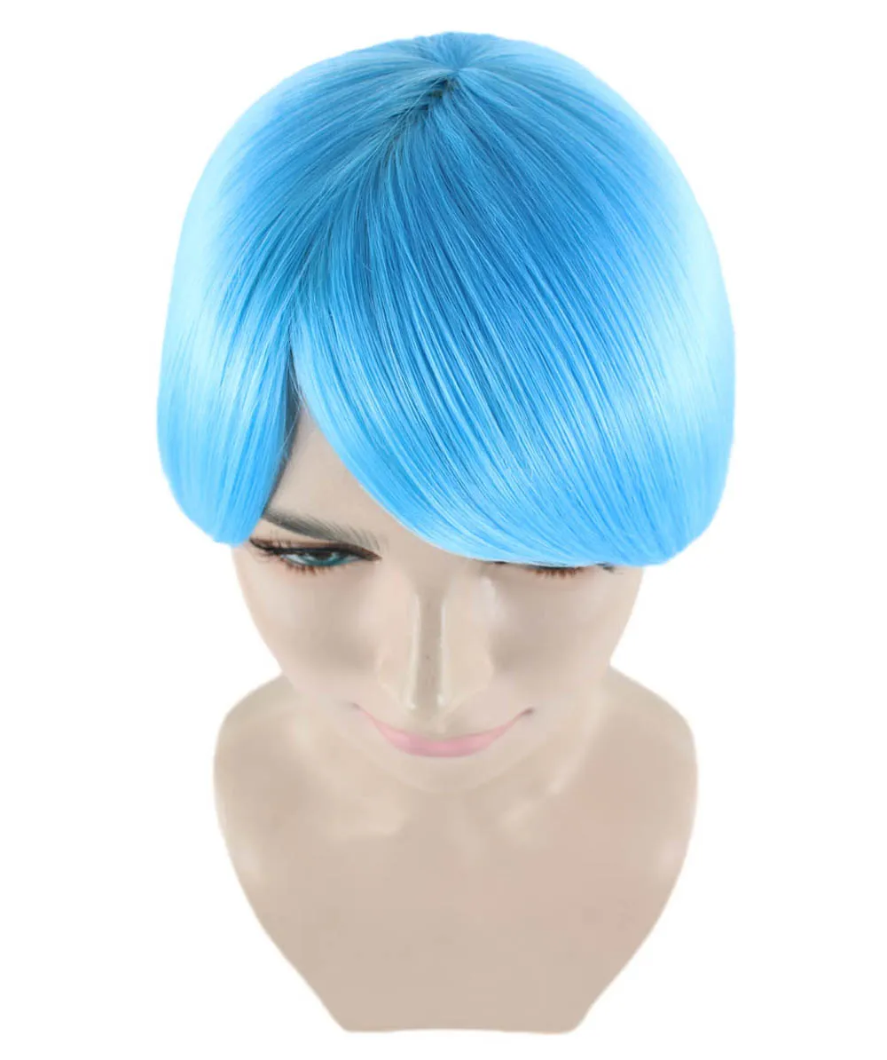 Party Short Blue Womens Wig | Party Ready Fancy Cosplay Halloween Wig | Premium Breathable Capless Cap