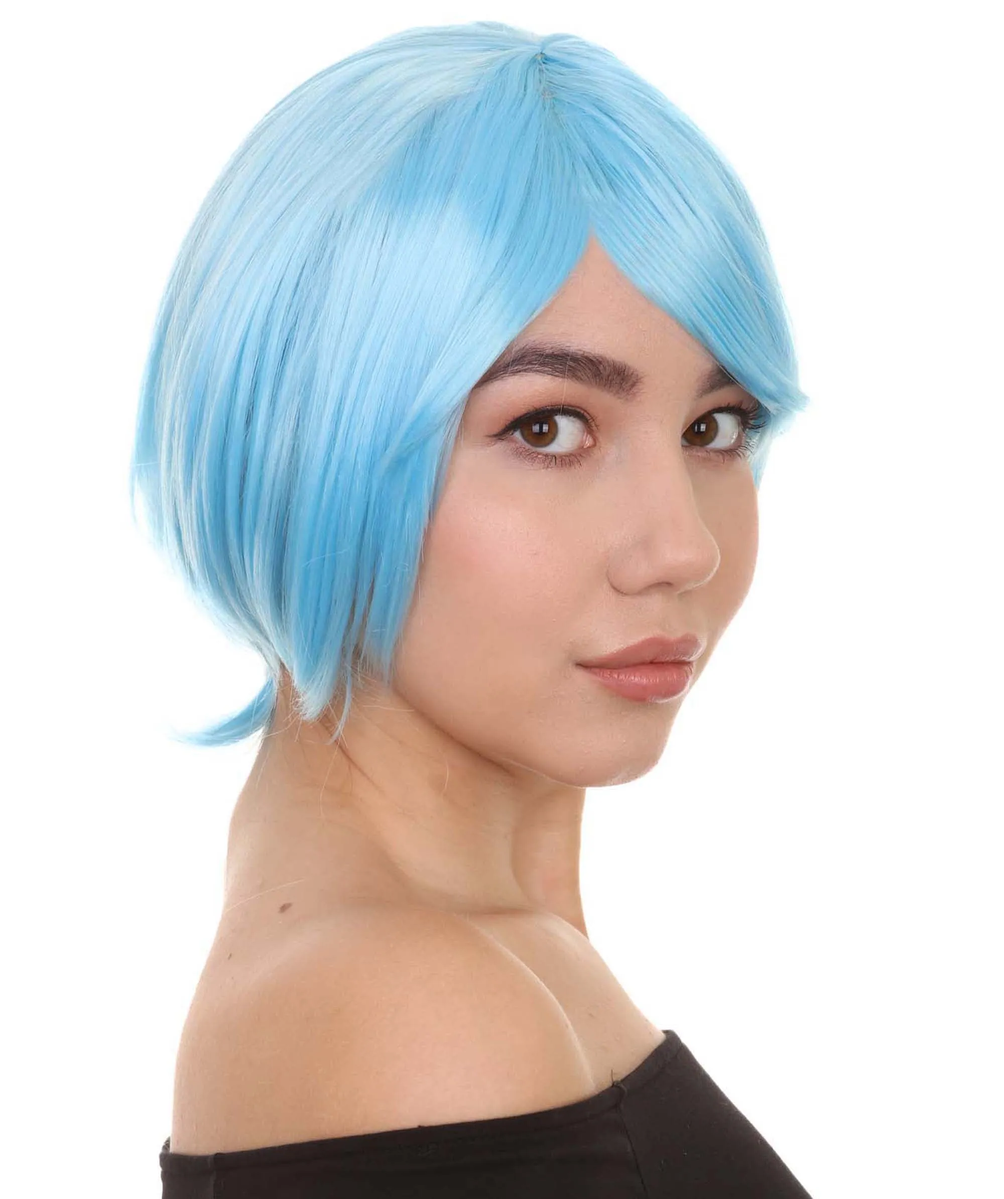 Party Short Blue Womens Wig | Party Ready Fancy Cosplay Halloween Wig | Premium Breathable Capless Cap