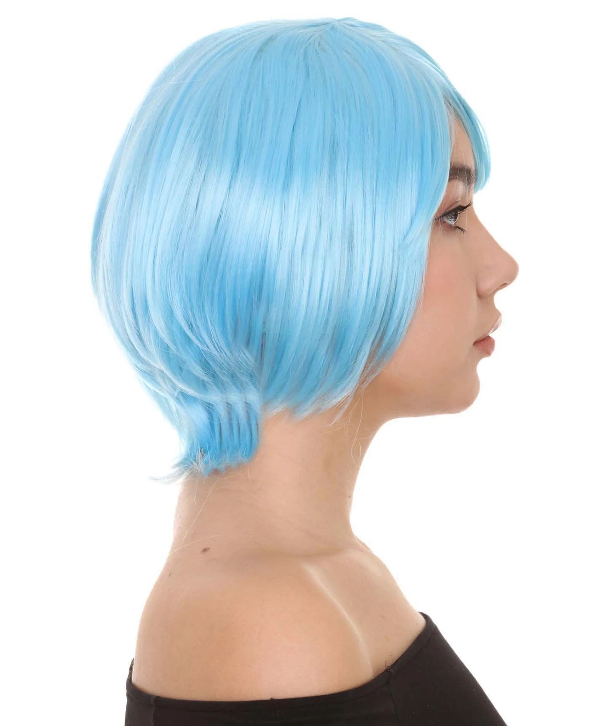 Party Short Blue Womens Wig | Party Ready Fancy Cosplay Halloween Wig | Premium Breathable Capless Cap