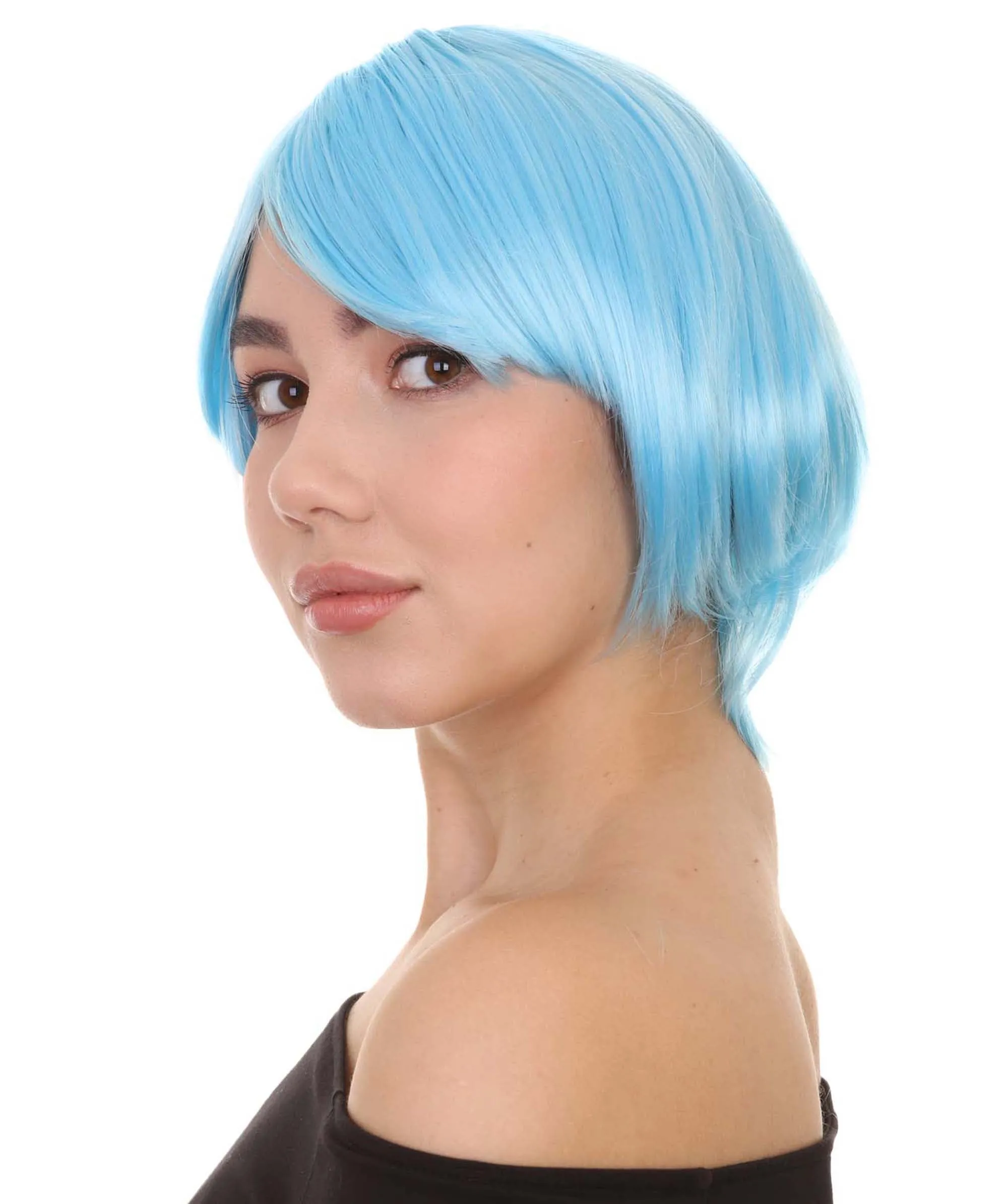 Party Short Blue Womens Wig | Party Ready Fancy Cosplay Halloween Wig | Premium Breathable Capless Cap