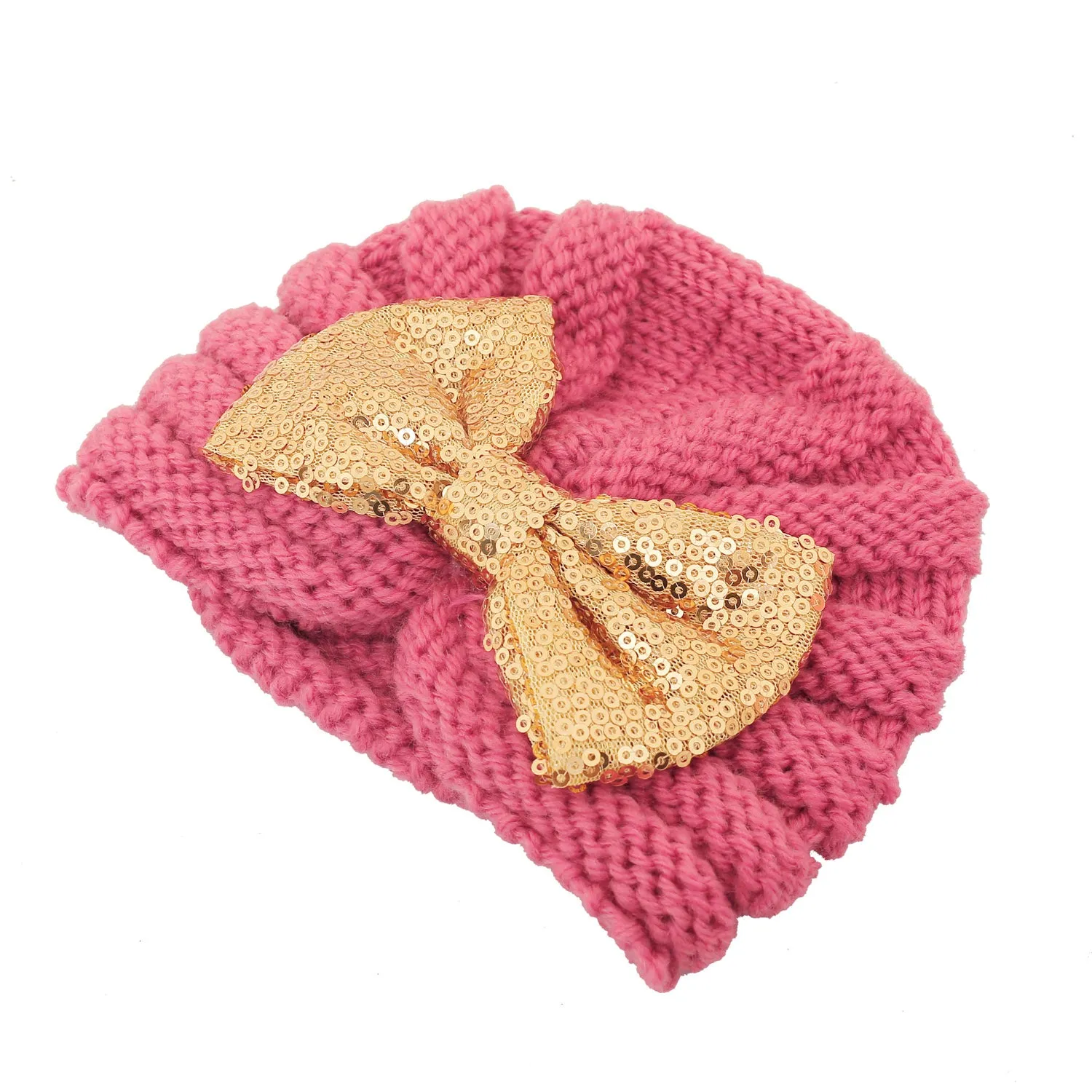 Partywear Pink And Gold Turban Cap