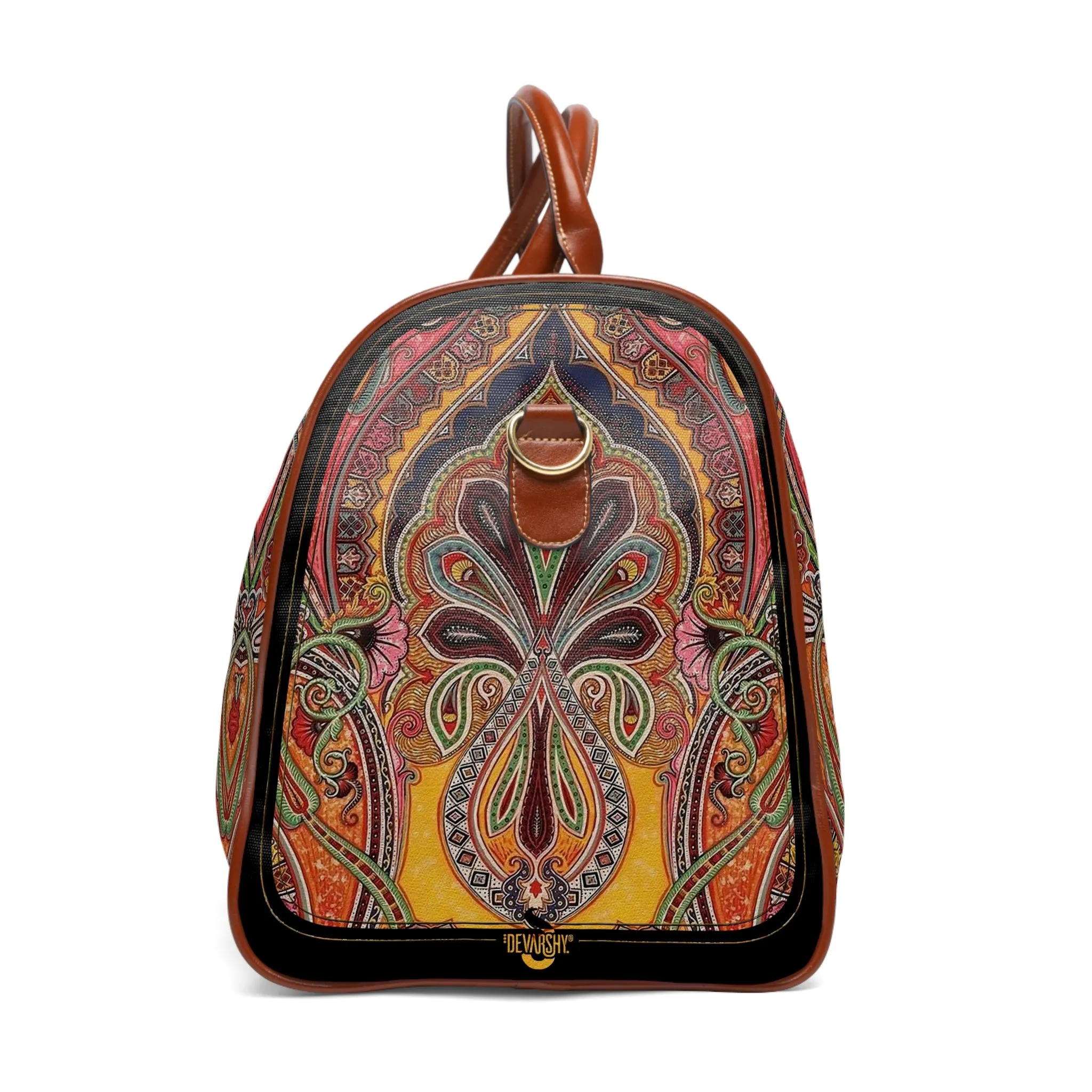 Pashmina Print PU Leather Bag Paisley Travel Bag Faux Leather Luggage Paisley Duffle Bag Travel Luggage | D20113