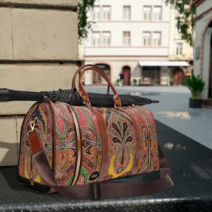 Pashmina Print PU Leather Bag Paisley Travel Bag Faux Leather Luggage Paisley Duffle Bag Travel Luggage | D20113