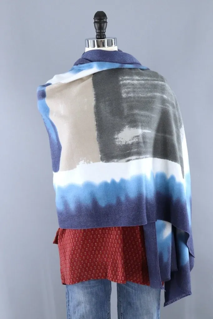 Pashmina Scarf / Blue and Grey Ombre